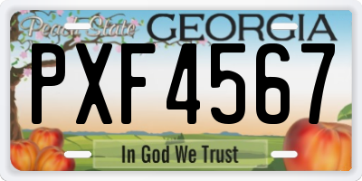 GA license plate PXF4567