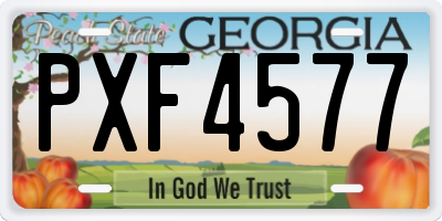 GA license plate PXF4577