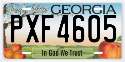 GA license plate PXF4605