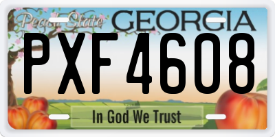 GA license plate PXF4608