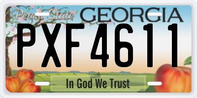 GA license plate PXF4611