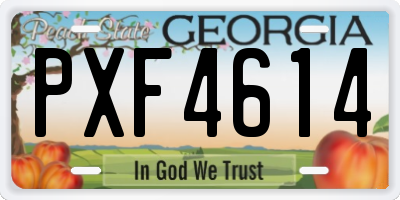 GA license plate PXF4614
