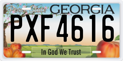GA license plate PXF4616