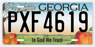 GA license plate PXF4619