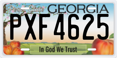 GA license plate PXF4625