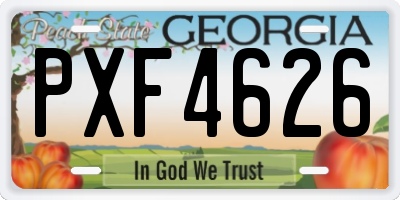 GA license plate PXF4626