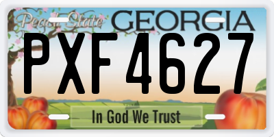 GA license plate PXF4627