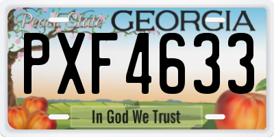 GA license plate PXF4633