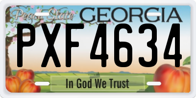 GA license plate PXF4634