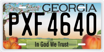 GA license plate PXF4640