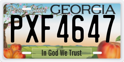 GA license plate PXF4647