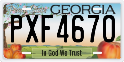 GA license plate PXF4670