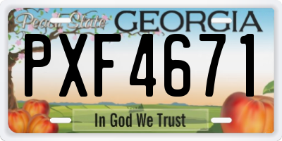 GA license plate PXF4671