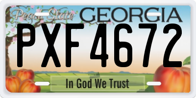 GA license plate PXF4672