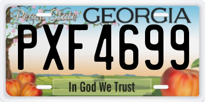 GA license plate PXF4699