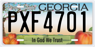 GA license plate PXF4701