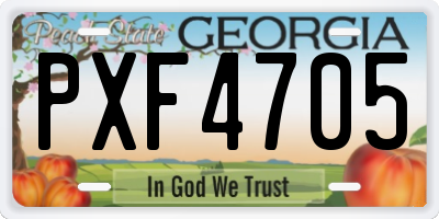 GA license plate PXF4705