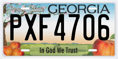 GA license plate PXF4706