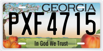 GA license plate PXF4715
