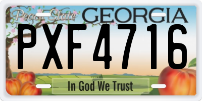 GA license plate PXF4716