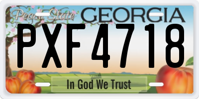 GA license plate PXF4718