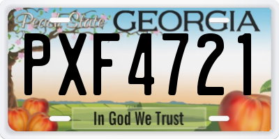 GA license plate PXF4721