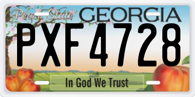 GA license plate PXF4728
