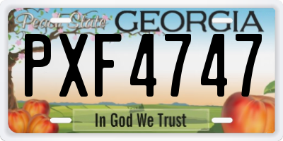 GA license plate PXF4747
