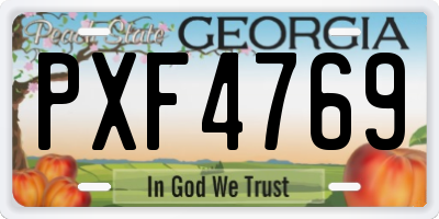 GA license plate PXF4769