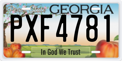 GA license plate PXF4781