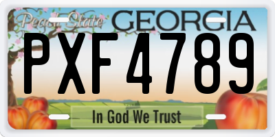 GA license plate PXF4789