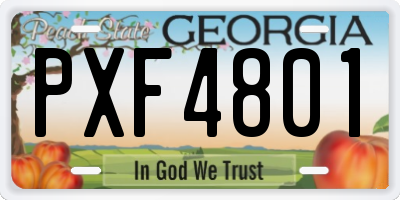 GA license plate PXF4801