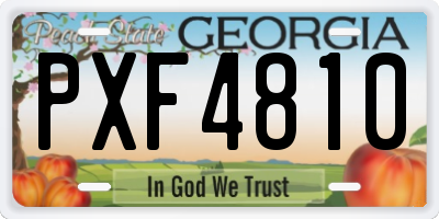 GA license plate PXF4810