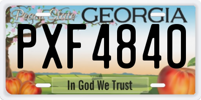 GA license plate PXF4840