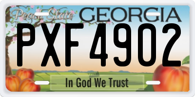 GA license plate PXF4902