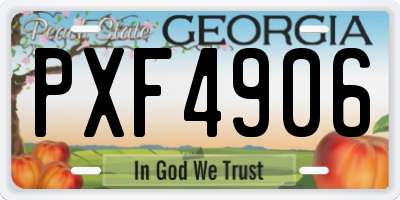 GA license plate PXF4906