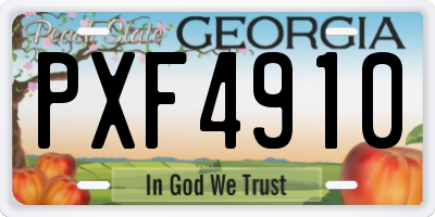 GA license plate PXF4910