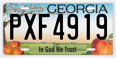 GA license plate PXF4919