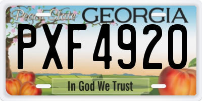 GA license plate PXF4920