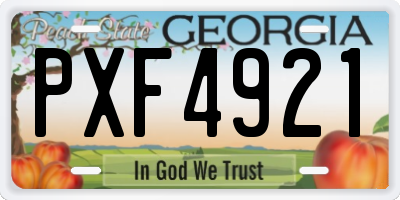 GA license plate PXF4921