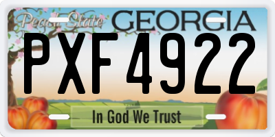 GA license plate PXF4922