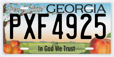 GA license plate PXF4925