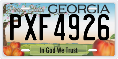 GA license plate PXF4926