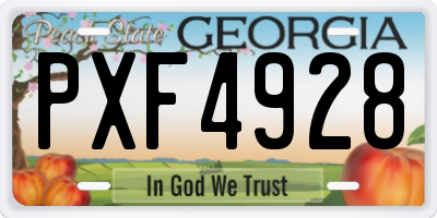 GA license plate PXF4928
