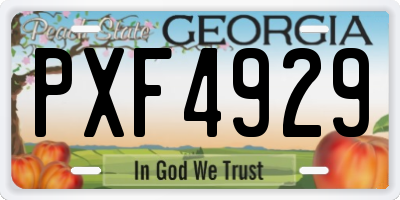 GA license plate PXF4929
