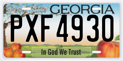 GA license plate PXF4930