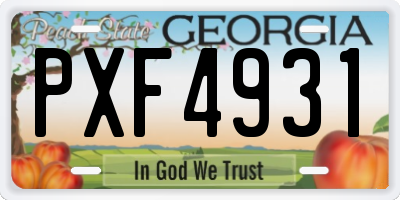 GA license plate PXF4931