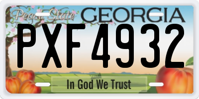 GA license plate PXF4932
