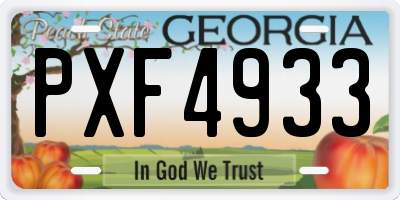 GA license plate PXF4933