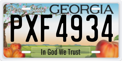 GA license plate PXF4934
